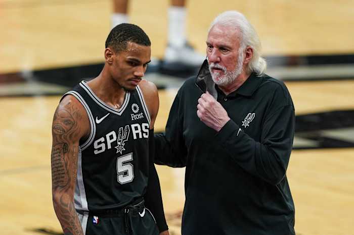 Gregg Popovich, Dejounte Murray, San Antonio Spurs